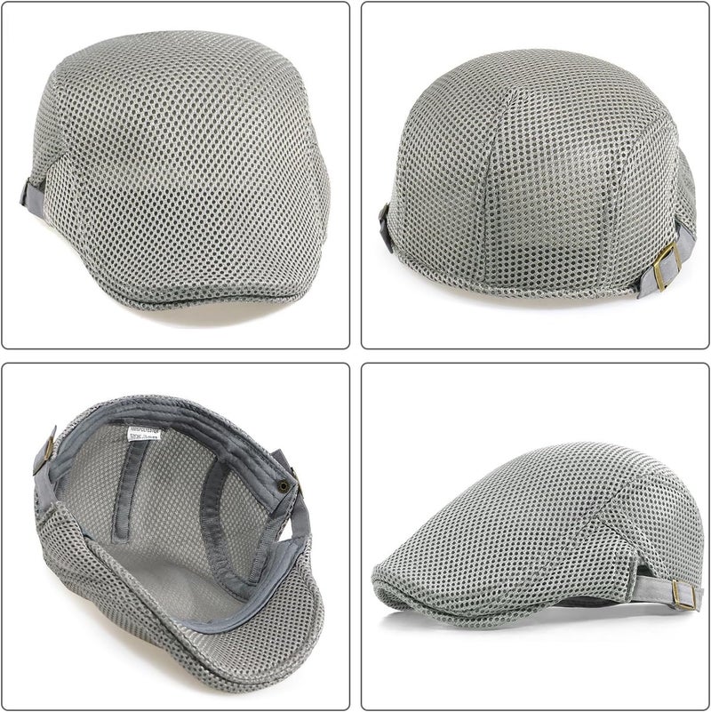 Xinveen Men's Mesh Cap Breathable Summer Newsboy Hat Adjustable Beret Ivy Cap Irish Cabbie Driving Hunting Hats - Image 5